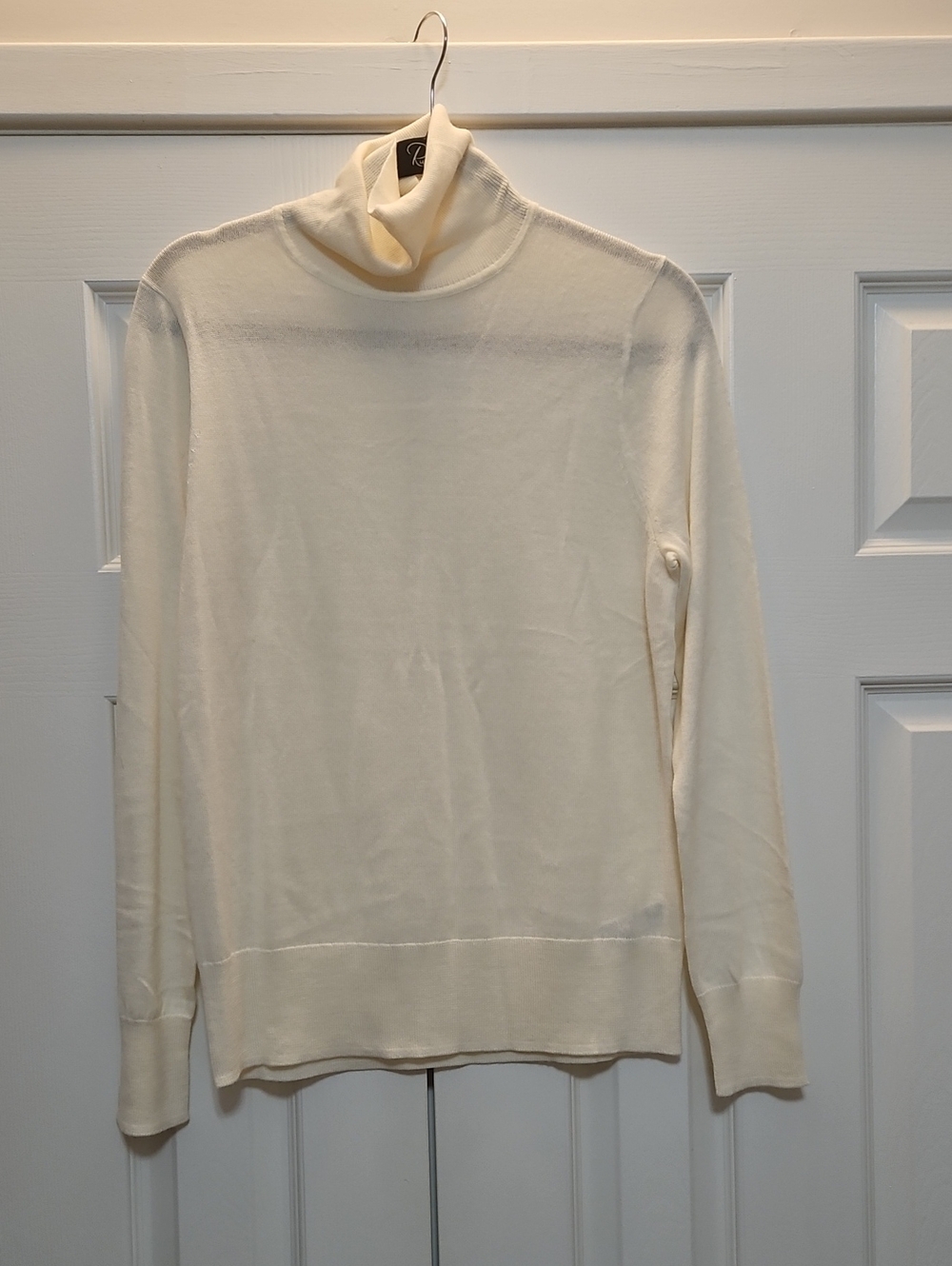 J. Crew Factory Cream Turtleneck Knit Merino Wool Sweater L Womens NEW